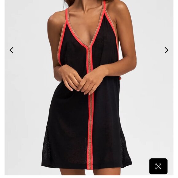 Pitusa Black Mini Sun Dress - Beach or Pool Coverup - Picture 1 of 8